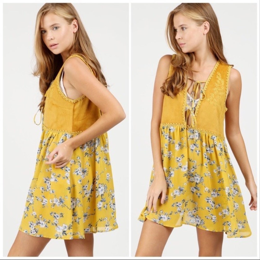 POL Boho 70’s Suede & Paisley Baby Doll Tunic - Picture 9 of 12